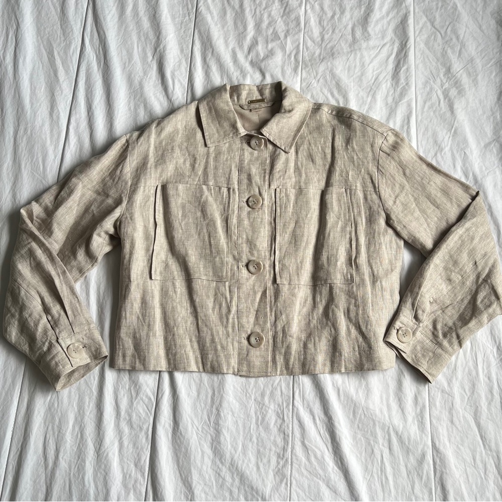 Magaschoni Linen Cropped Jacket